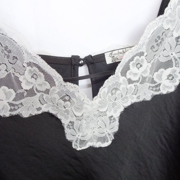 Free People Intimately Black Cami White Lace Tank Top - Picture 3 of 5
